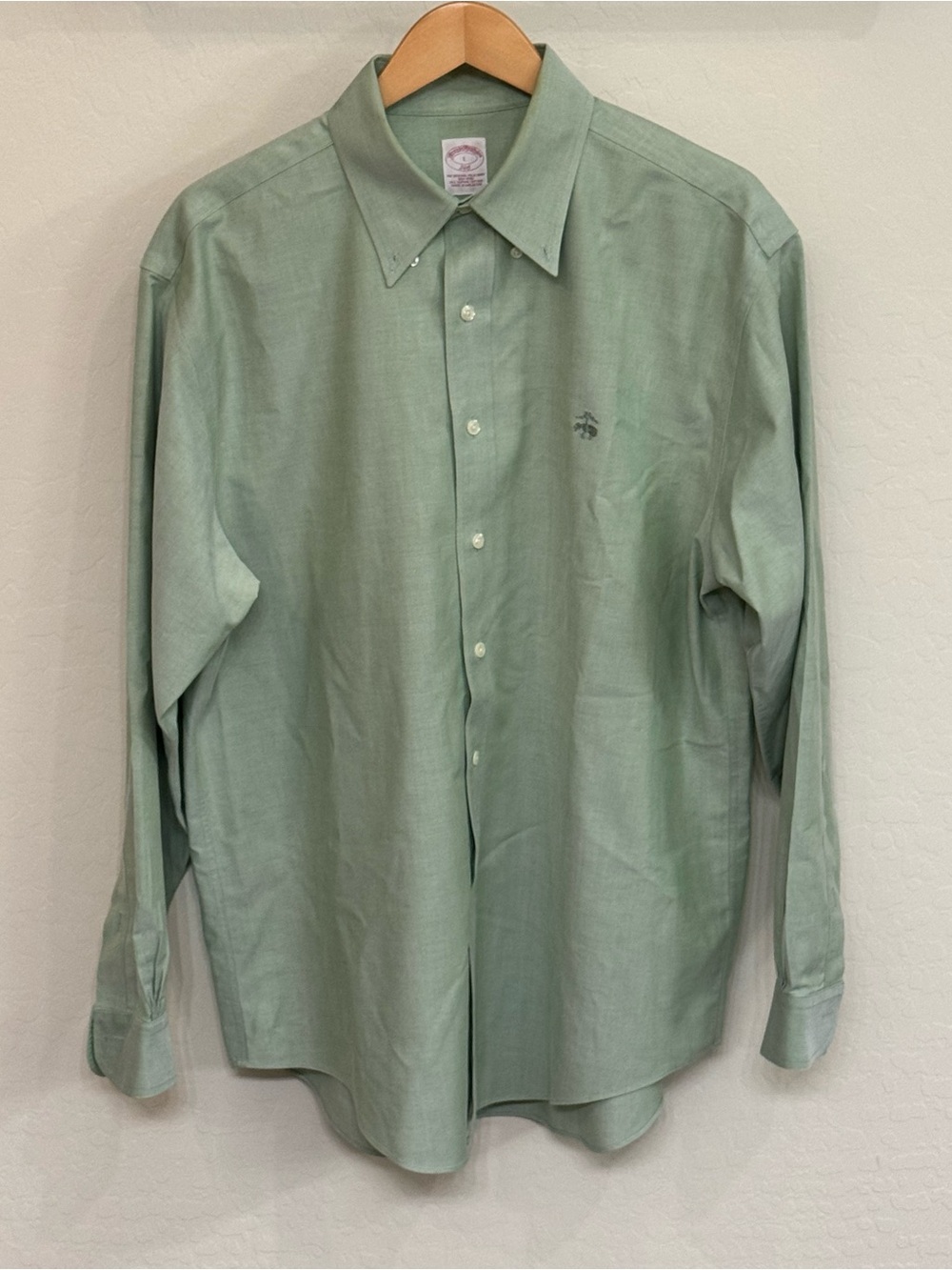 Brooks Brothers 346 No -Iron Green Supima Cotton Button Down Shirt Size Large